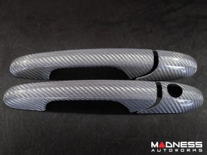 FIAT 500 Exterior Door Handle Kit - Carbon Fiber - Silver Finish